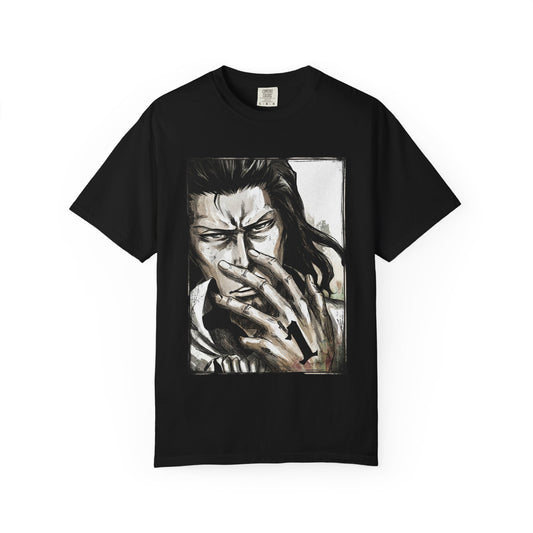 Starrk Dark Brown Hair Arrancar Fan Art – Blue-Gray Eyes Goatee Laid-Back Design Premium T-Shirt