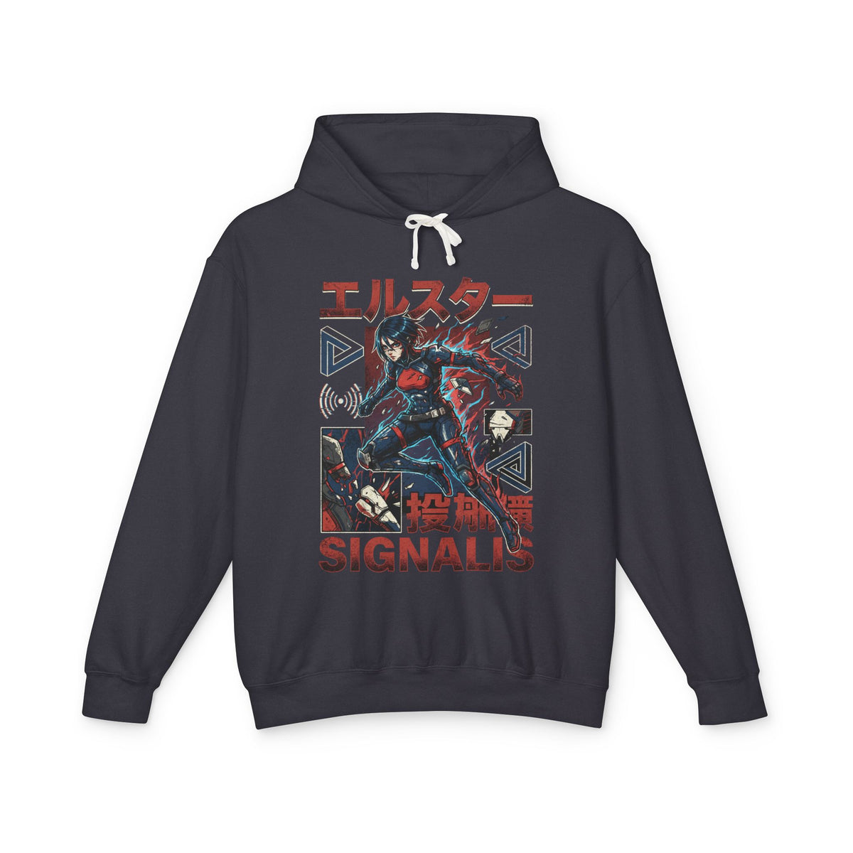 Signalis Elster Black Hair Red Eyes Retro Horror Design Unisex Premium Hoodie