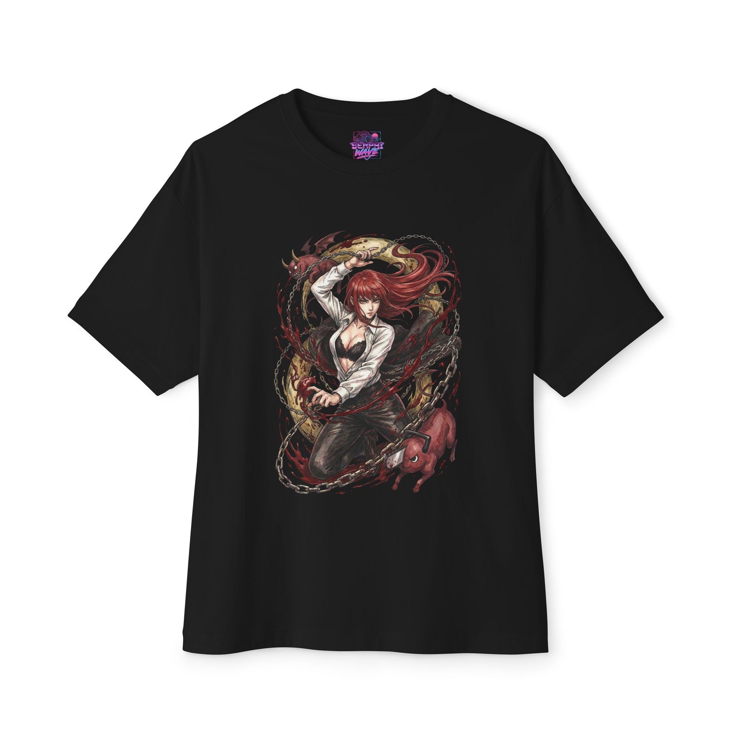 Chainsaw Man Makima Control Devil Red Hair Yellow Eyes Design Premium Oversized Unisex T-Shirt