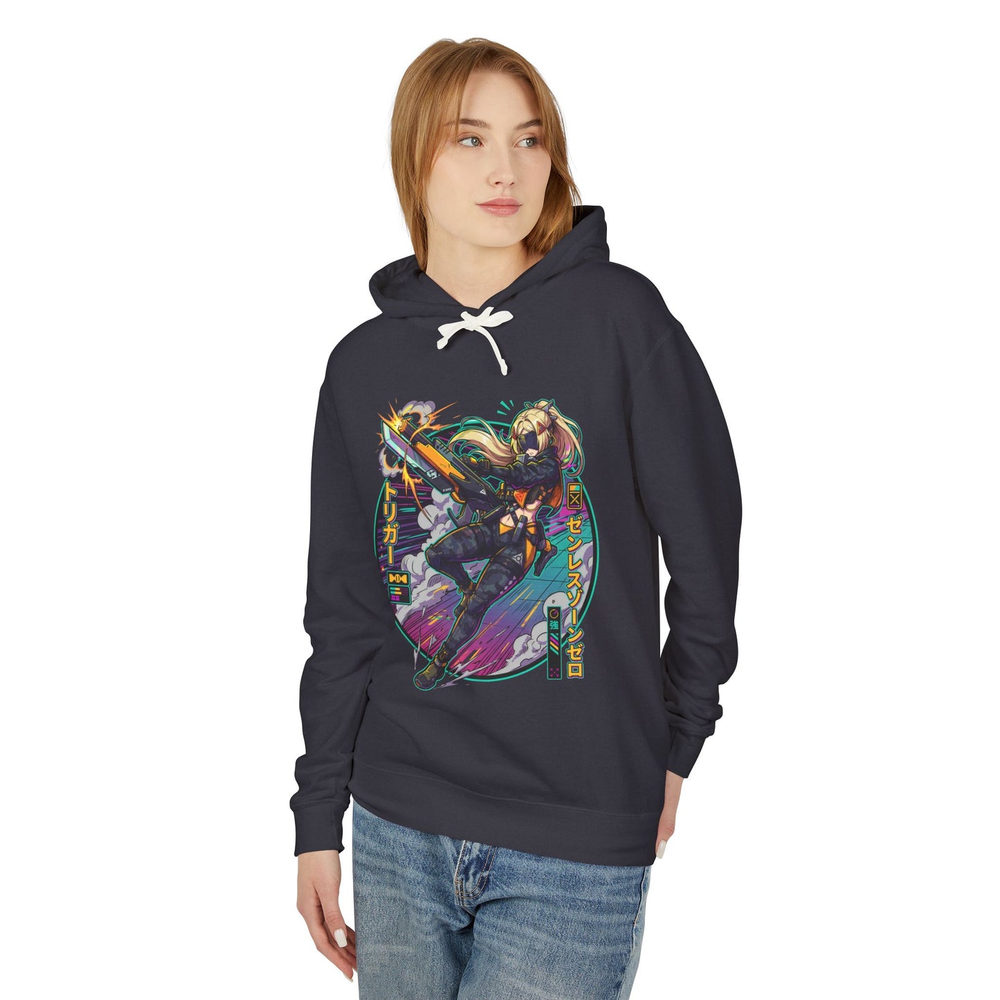 Zenless Zone Zero Trigger Vaporwave Neon Sniper Rifle Unisex Premium Hoodie