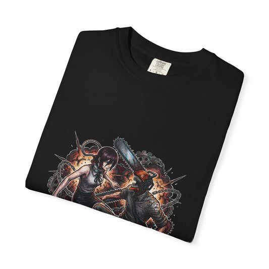 Chainsaw Man Denji Reze Love Chainsaw Head Pull Cord Devil Hunter Design Premium T-Shirt
