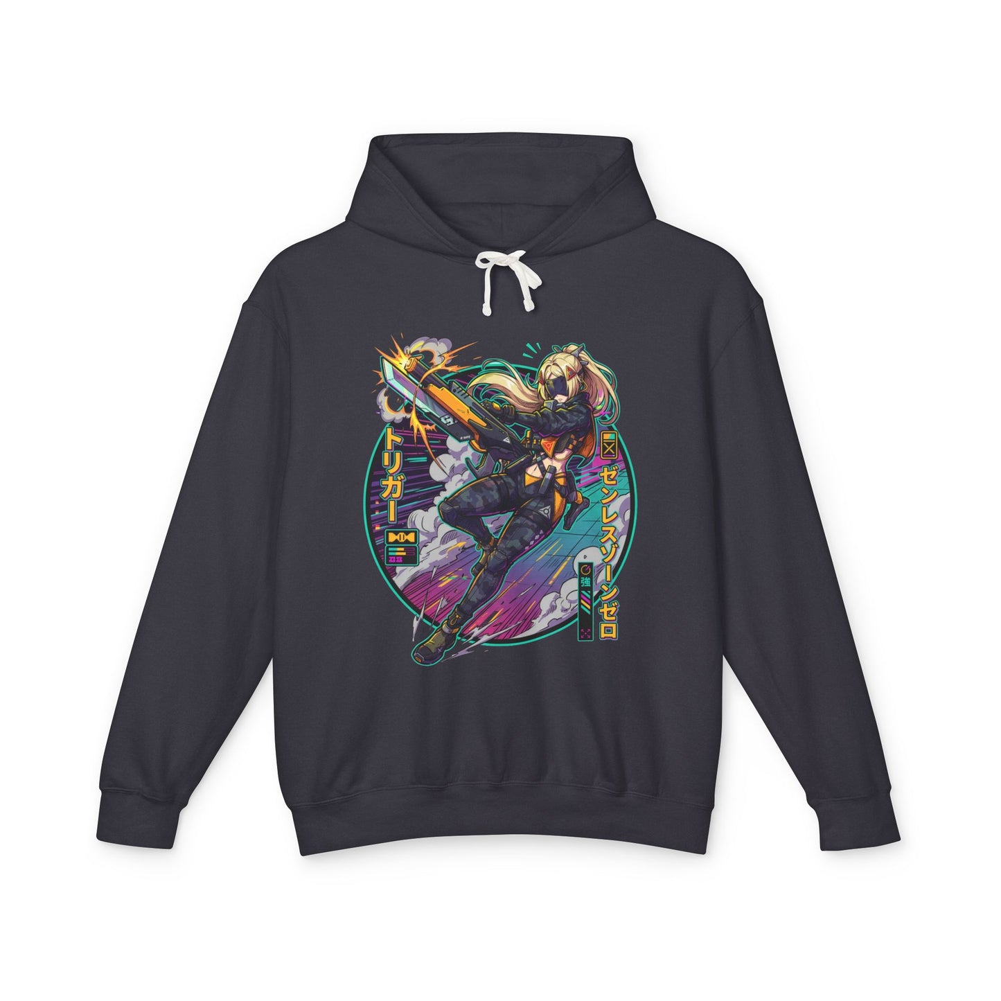Zenless Zone Zero Trigger Vaporwave Neon Sniper Rifle Unisex Premium Hoodie
