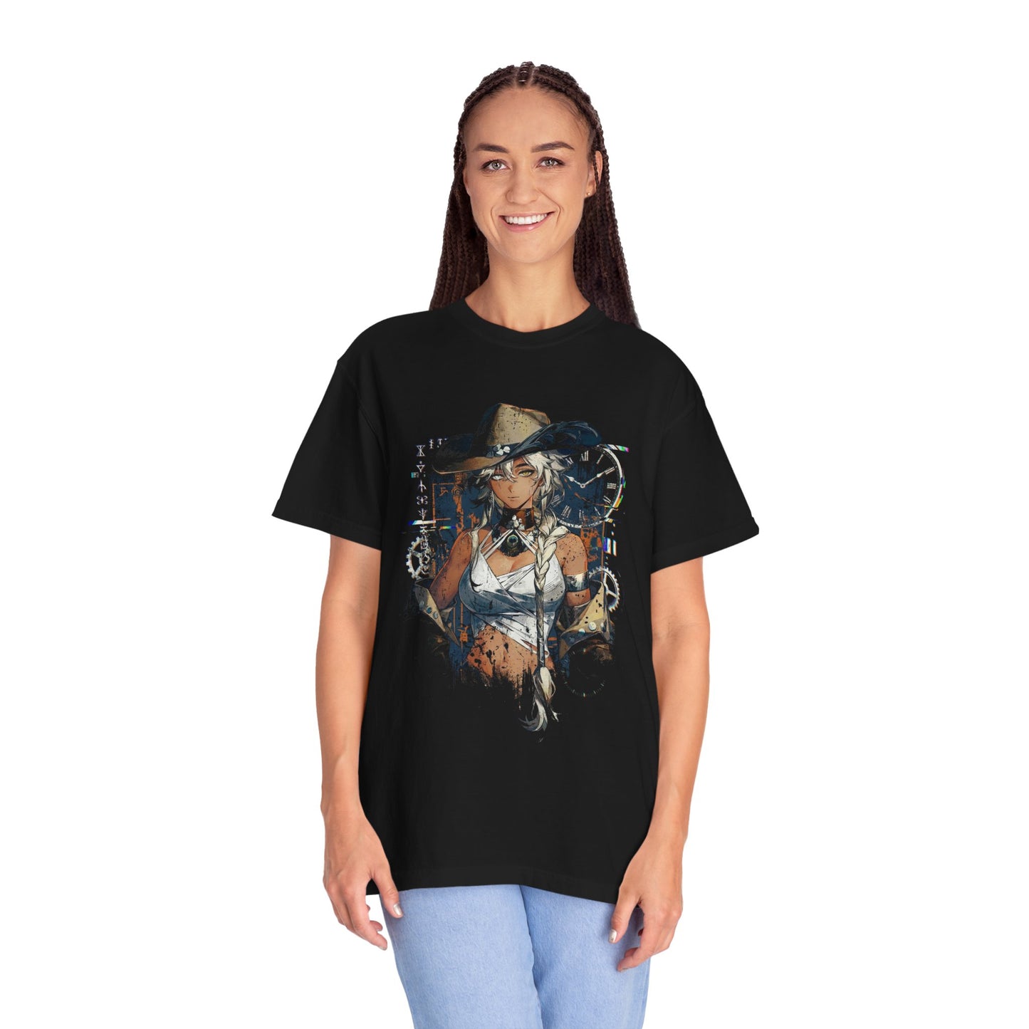 Argus Reverse 1999 Long Silver Hair Cowboy Hat Portrait Premium T-Shirt