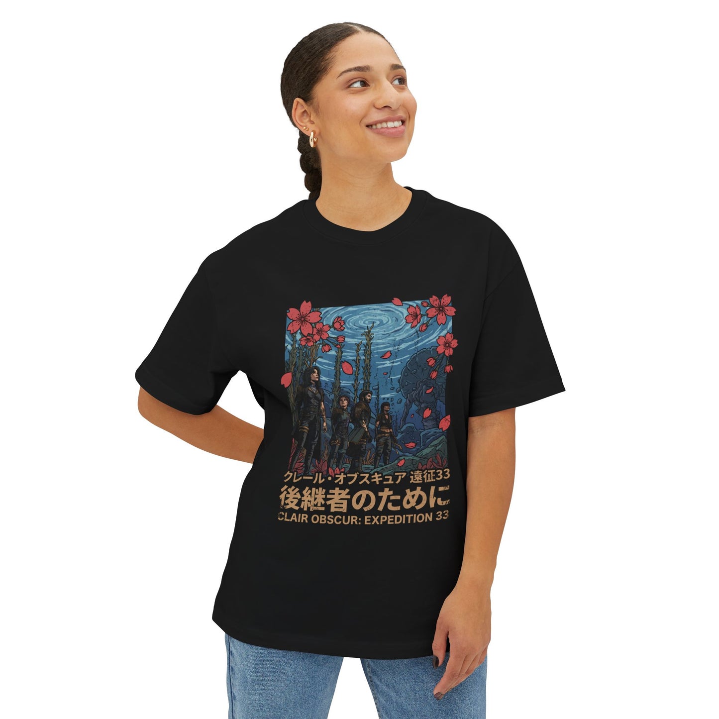 Clair Obscur: Elegant Red Petal Streetwear Design Premium Oversized Unisex T-Shirt