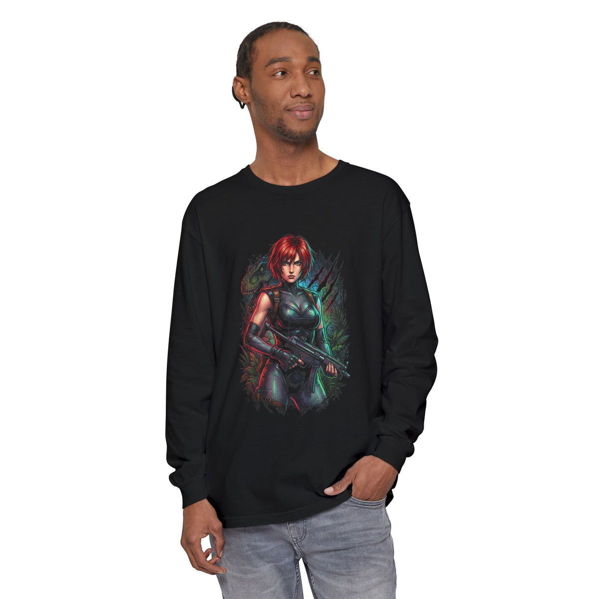 Dino Crisis Regina Red Hair Tactical Gear Portrait Long Sleeve Tee