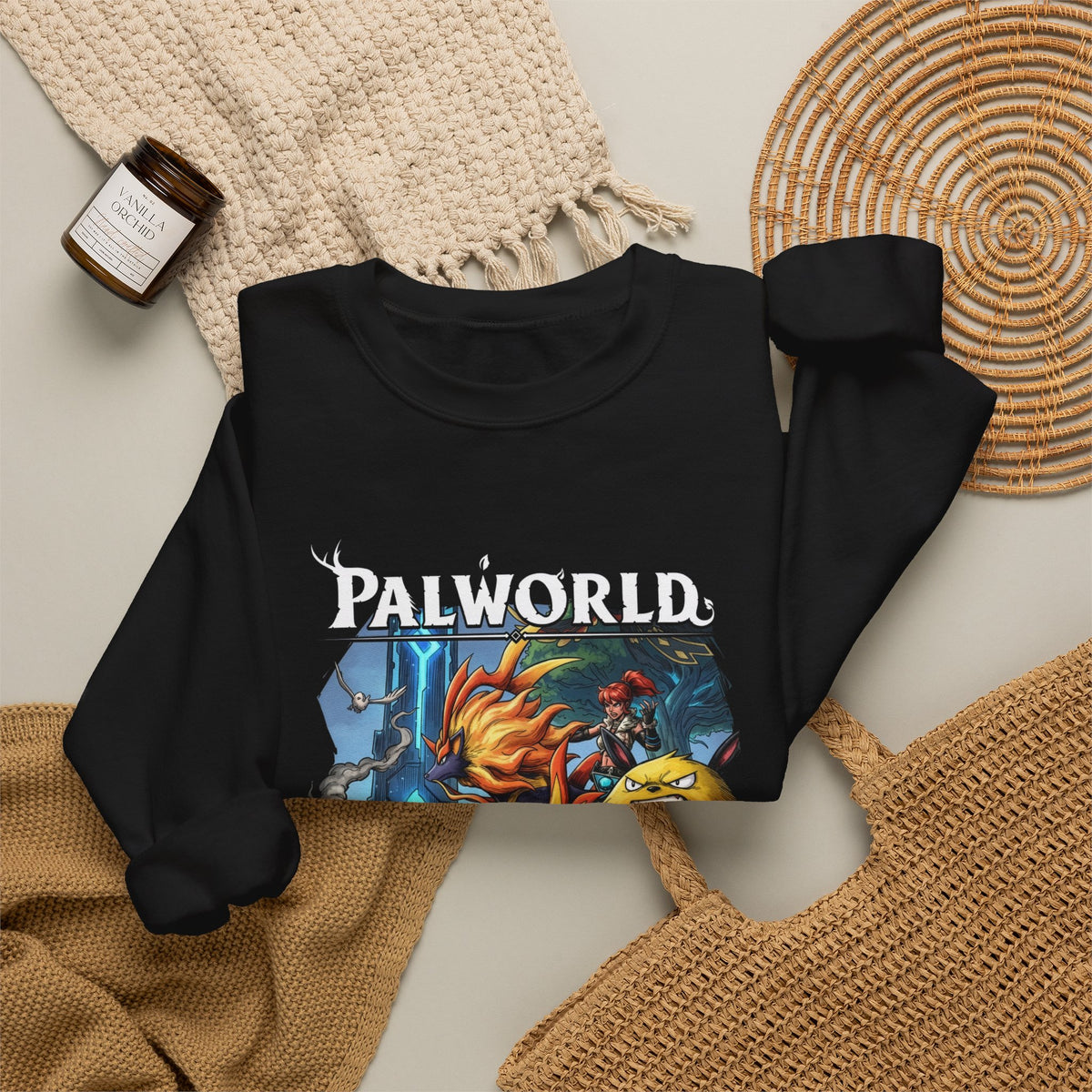 Palworld Grizzbolt Minigun Pal Squad Charge Fan Art Crewneck Sweatshirt