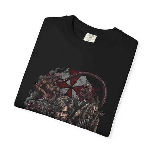 RE Requiem Leon S Kennedy High Kick Zombie Horde Design Premium T-Shirt