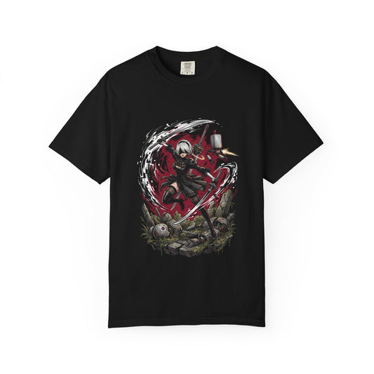 NieR Automata 2B Red Eyes Blindfold Vaporwave retro design Premium T-Shirt