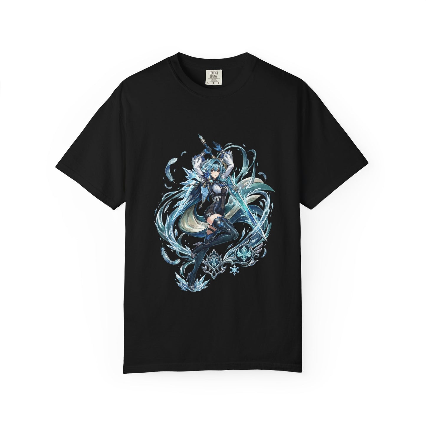 Eula Genshin Vaporwave Retro Wave Pink Blue Gradient Portrait Premium T-Shirt