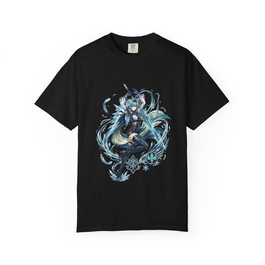 Eula Genshin Vaporwave Retro Wave Pink Blue Gradient Portrait Premium T-Shirt
