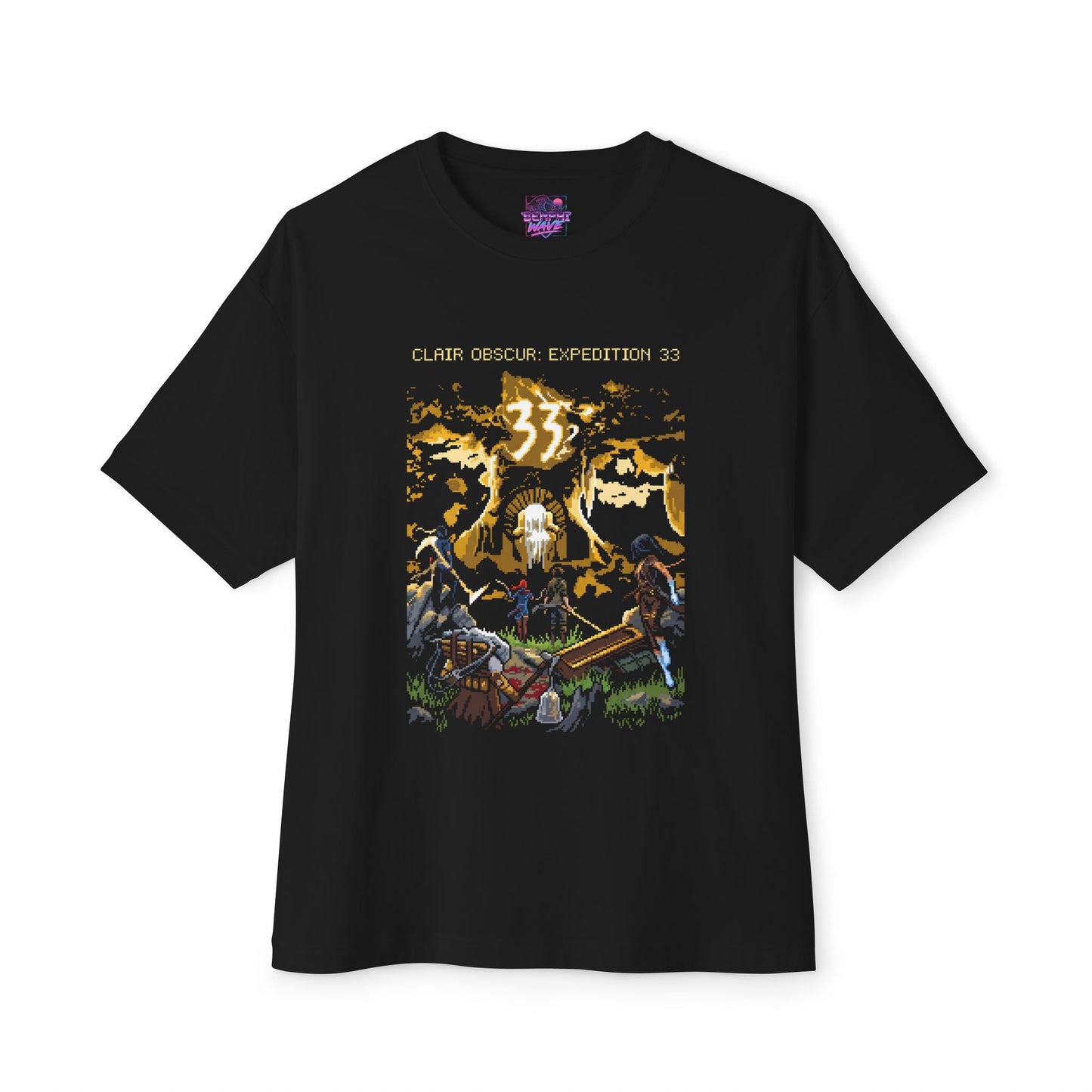 8-bit Retro Clair Obscur Expedition 33: Streetwear Red Petal Gommage facing The Paintress Premium Oversized Unisex T-Shirt