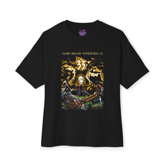 8-bit Retro Clair Obscur Expedition 33: Streetwear Red Petal Gommage facing The Paintress Premium Oversized Unisex T-Shirt