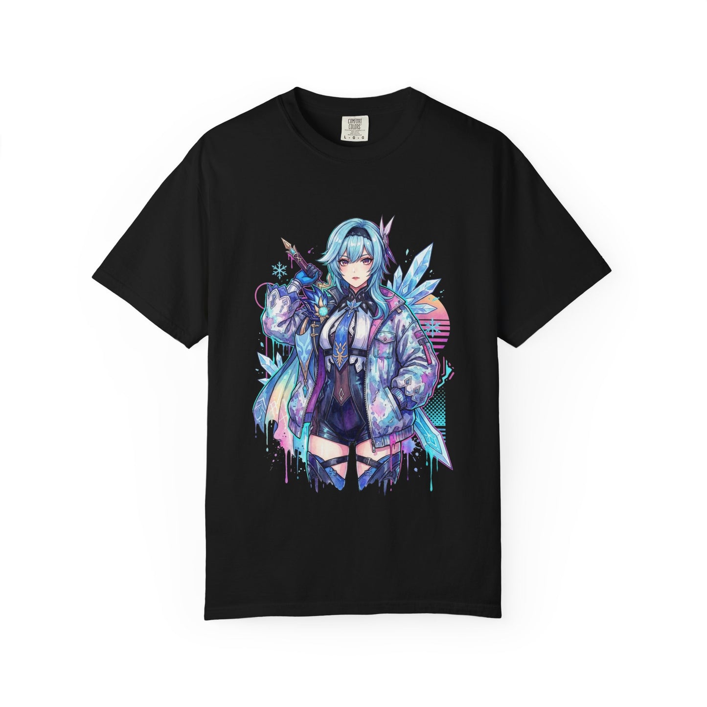 Genshin Impact Eula Vaporwave Aesthetic Neon Synthwave Design Premium T-Shirt
