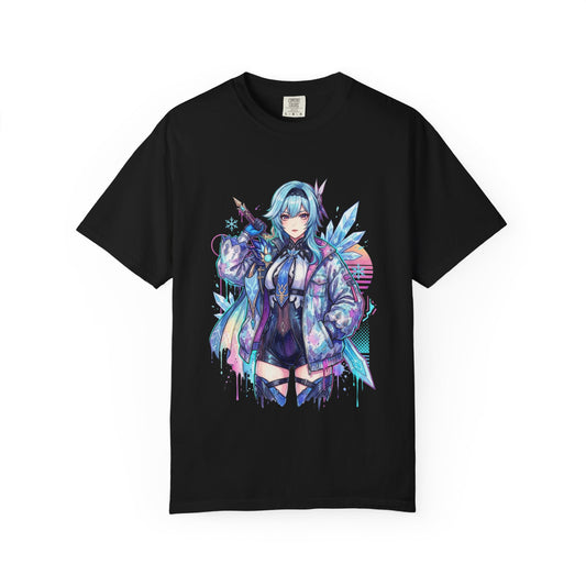 Genshin Impact Eula Vaporwave Aesthetic Neon Synthwave Design Premium T-Shirt