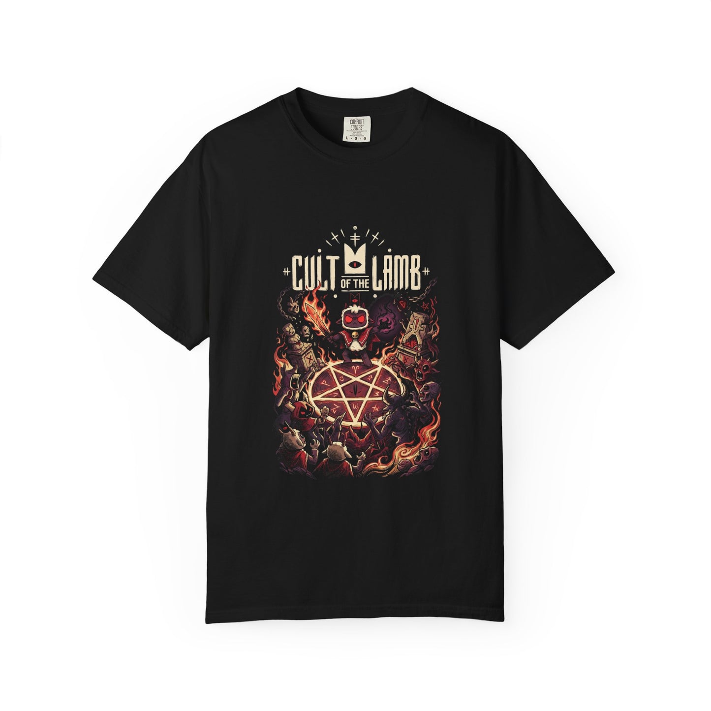 The Lamb Cult of the Lamb White Fleece Red Crown Design Premium T-Shirt