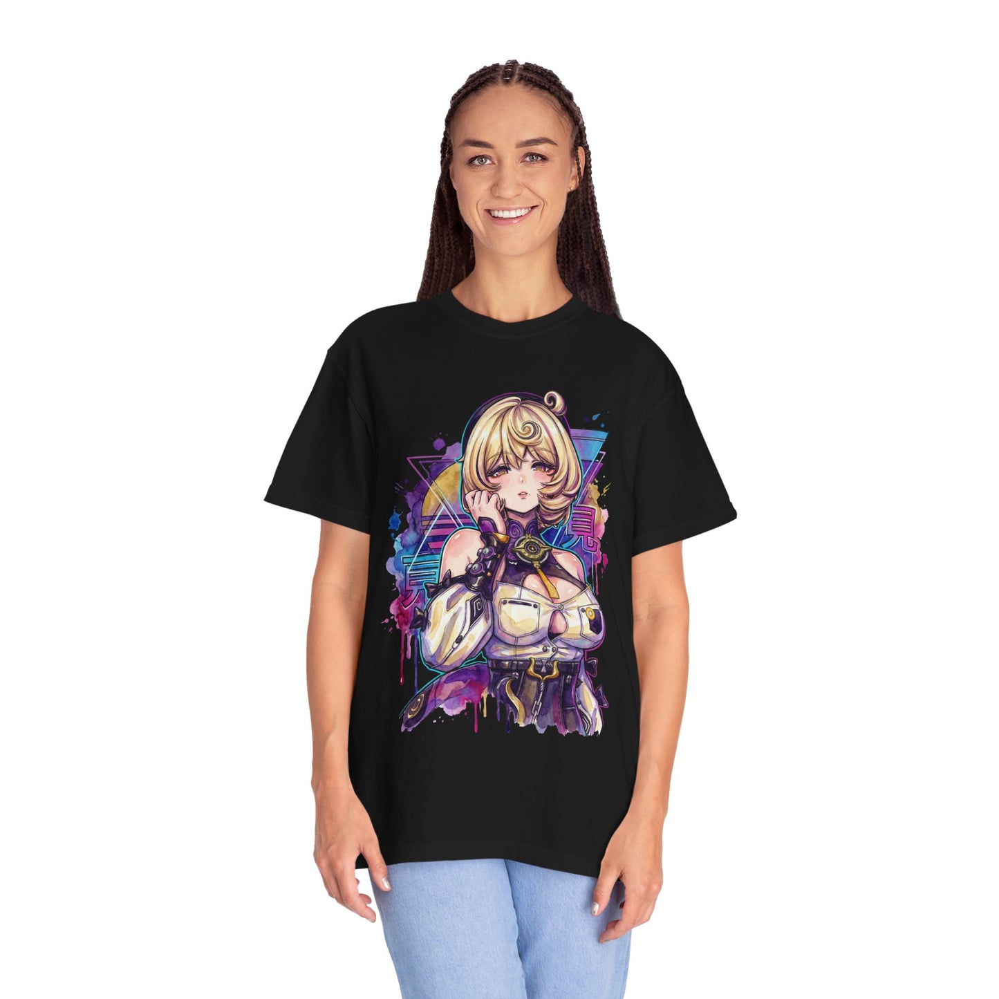 Yidhari ZZZ Purple Eyes Tentacles Back Vaporwave Neon Glow Premium T-Shirt