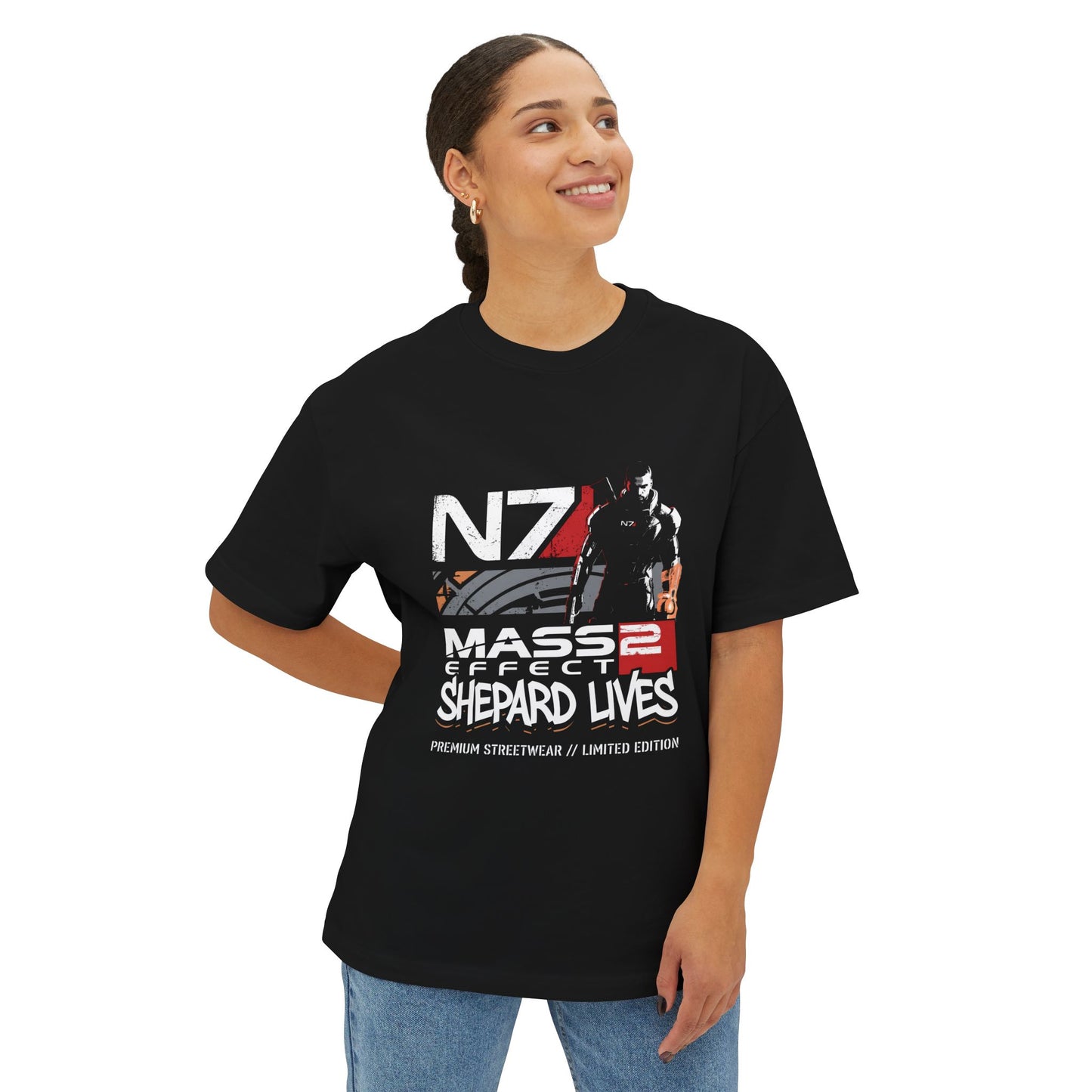 Mass Effect Galaxy Saving Commander Shepard Journey Premium Oversized Unisex T-Shirt
