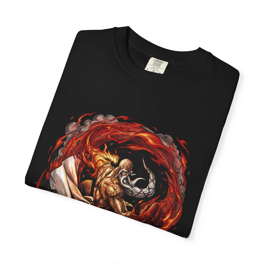Elderly Fire Captain Ancient Flame Master Bankai Heaven Flames Divine Warrior Fan Art Portrait Premium T-Shirt