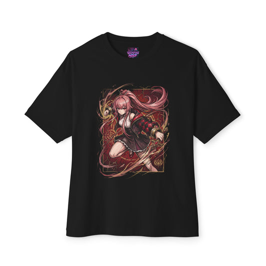 Chaos Zero Nightmare Mei Lin Red Jacket Martial Arts Fan Art Oversized T-Shirt