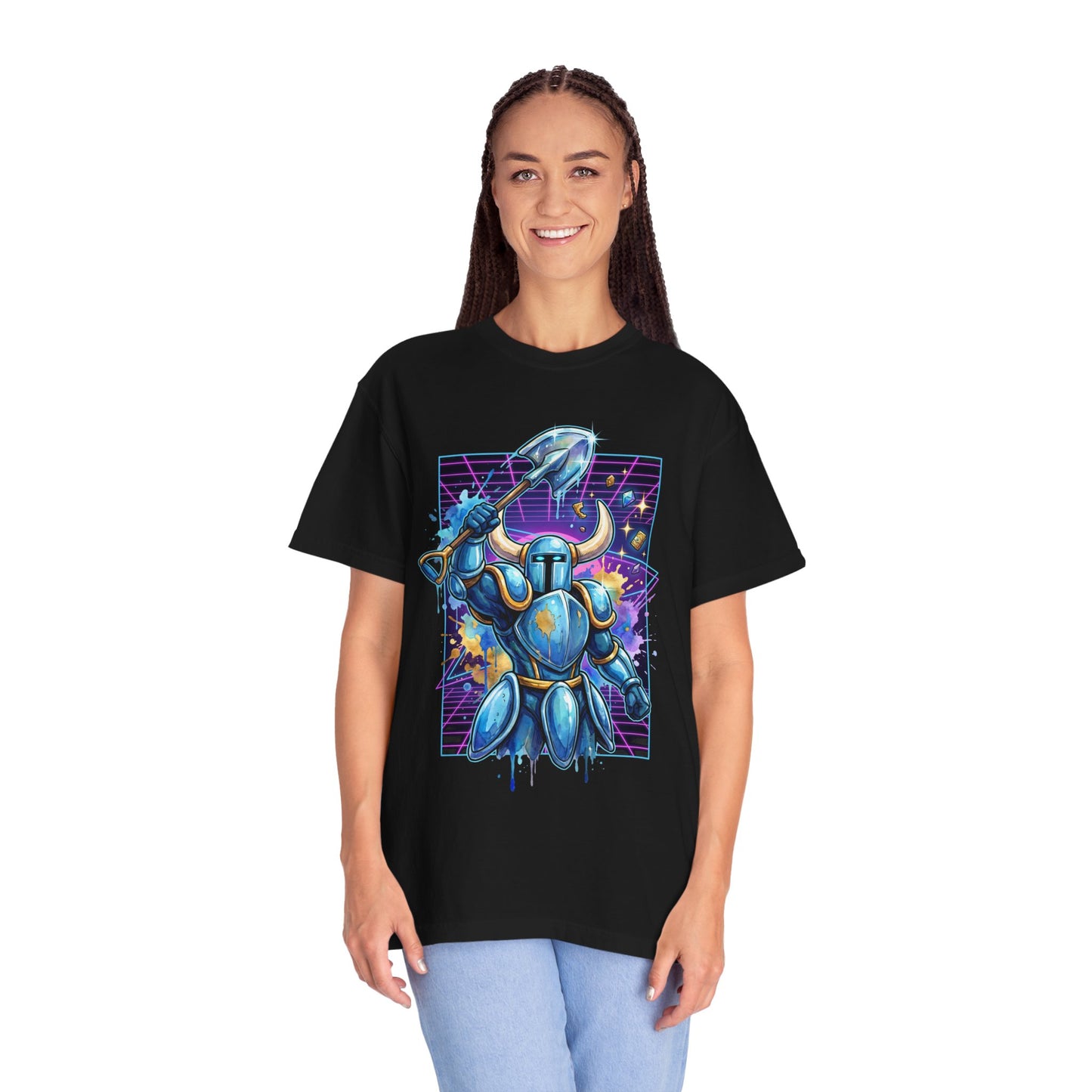 Shovel Knight Stalwart Plate Armor Vaporwave Neon Portrait Indie Premium T-Shirt