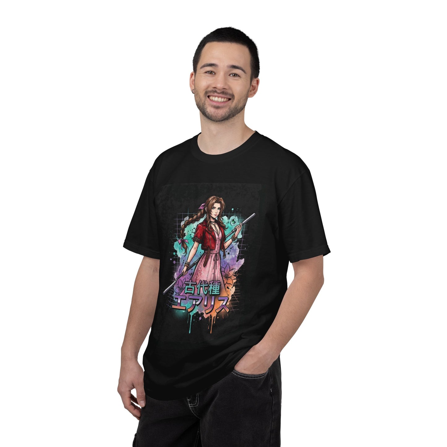 Final Fantasy VII Aerith Gainsborough Pink Dress Flower Girl Design Premium T-Shirt