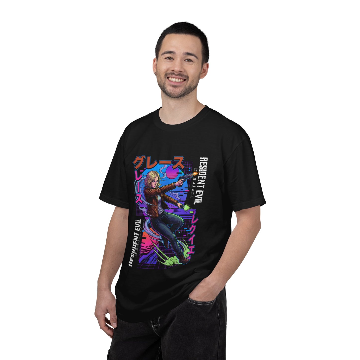 Cyberpunk synthwave Retro Grace Ashcroft FBI RE Requiem Jumpscare Queen Premium T-Shirt