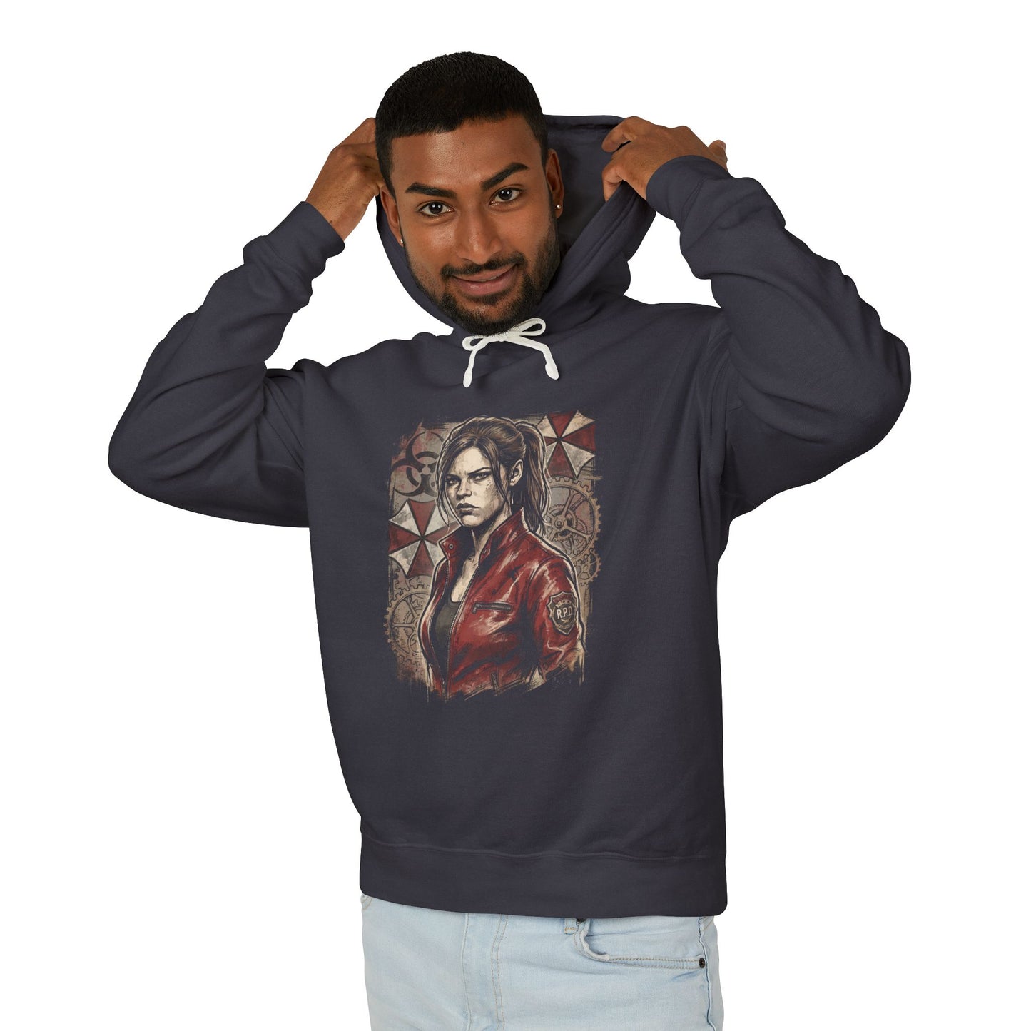 Resident Evil Claire Redfield Raccoon Police Station Escape Portrait Unisex Premium Hoodie