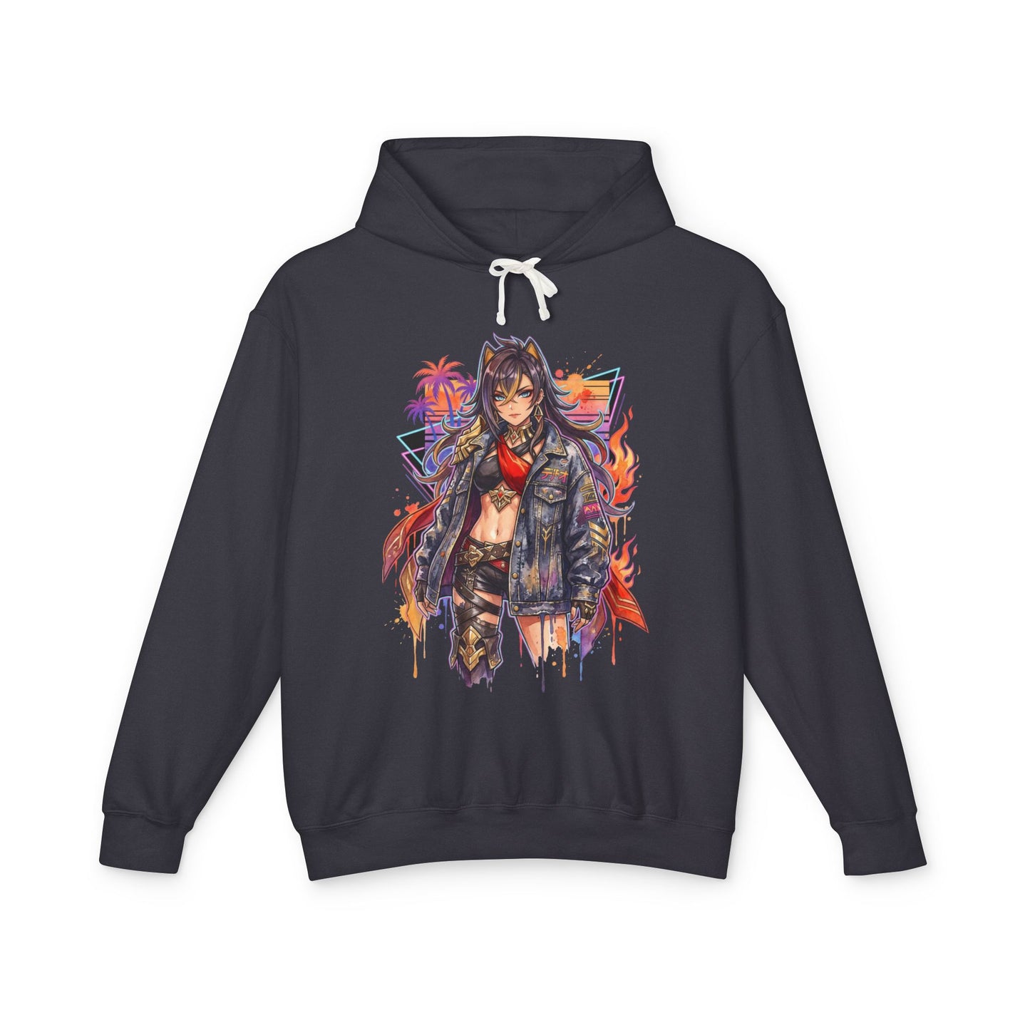 Genshin Dehya Flame Mane Eremite Vaporwave Retro Portrait Unisex Premium Hoodie