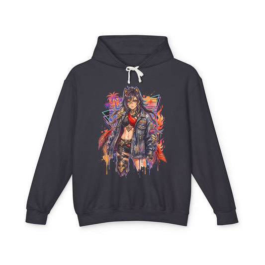 Genshin Dehya Flame Mane Eremite Vaporwave Retro Portrait Unisex Premium Hoodie