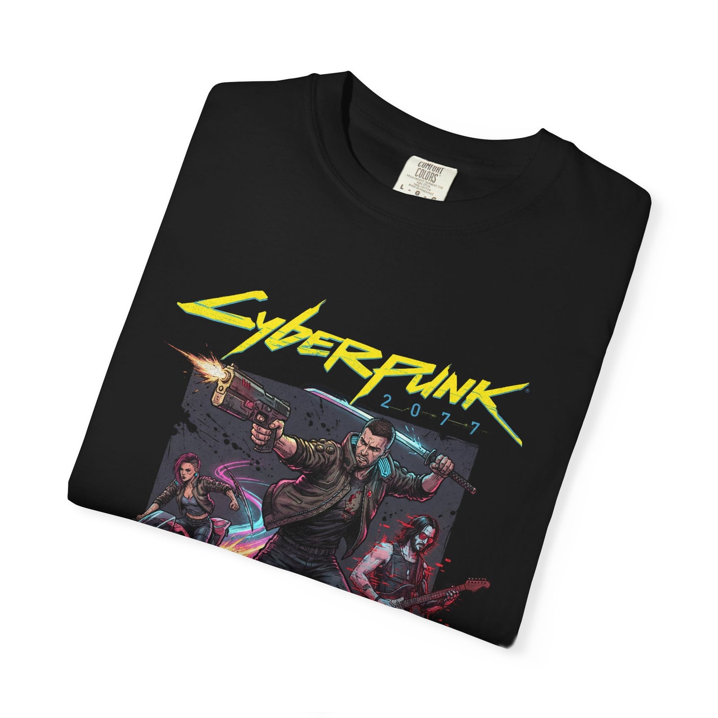 Cyberpunk 2077 Night City Neon Skyline Aesthetic Design Premium T-Shirt