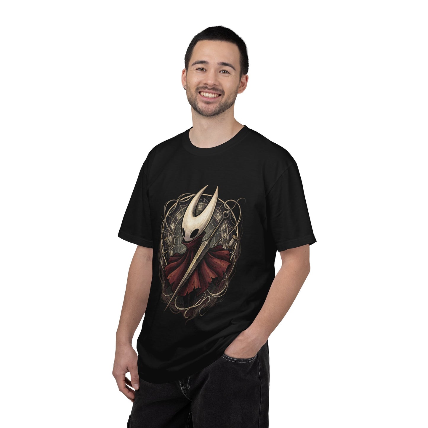 Hollow Knight Silksong Hornet White Mask Red Cloak Design Premium T-Shirt