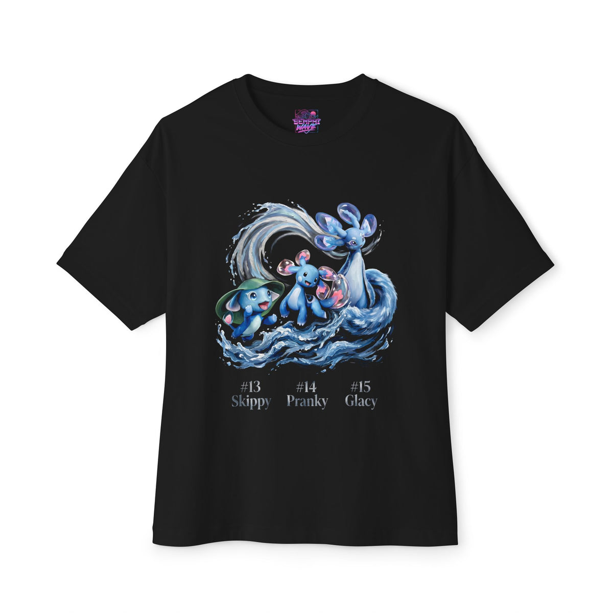 Skippy Pranky Glacy Aniimo Evolution Line Moonlit Oil Painting - Oversized Premium Tee