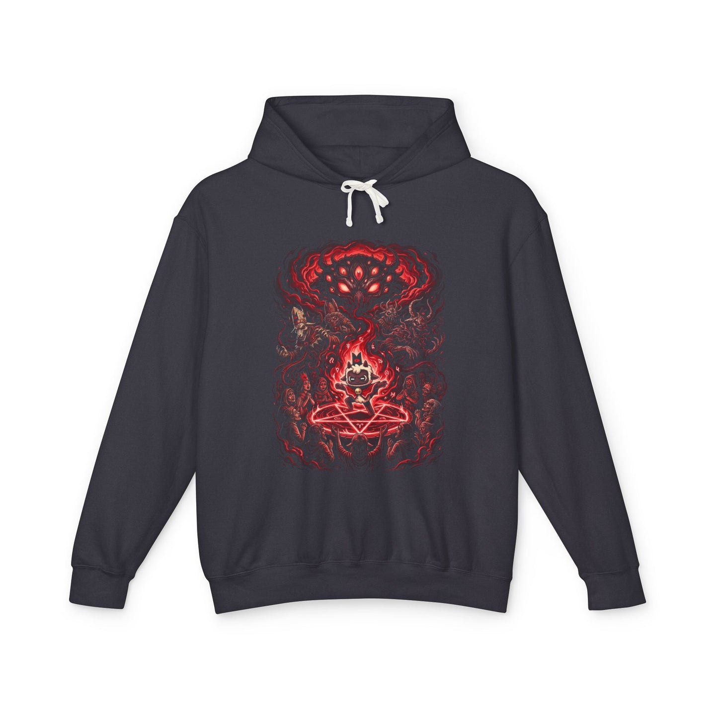 The Lamb Cult of the Lamb Tiny Red Horns Dark Face Design Unisex Premium Hoodie