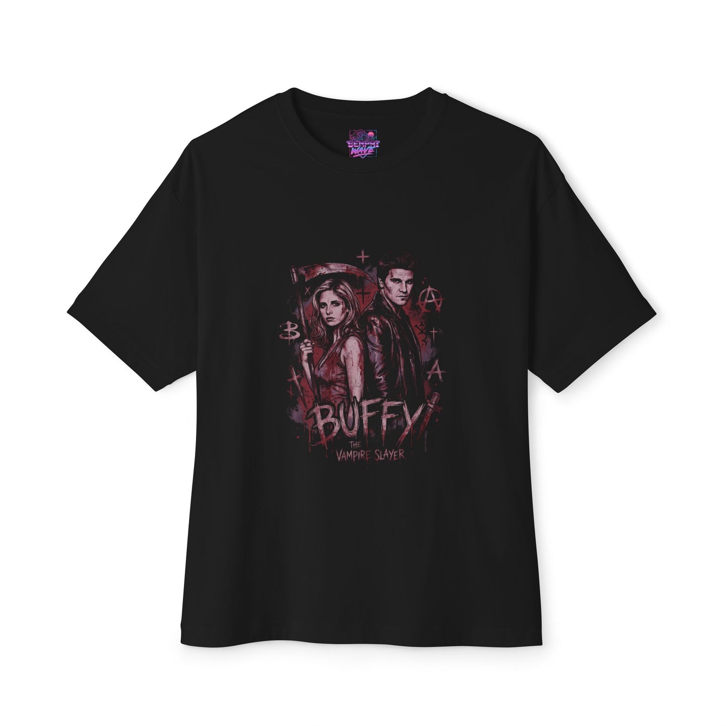 Buffy and Angel Star-Crossed Lovers – Classic Buffy TV Romance Premium Oversized Unisex T-Shirt