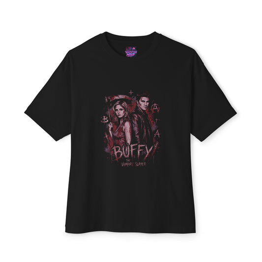 Buffy and Angel Star-Crossed Lovers – Classic Buffy TV Romance Premium Oversized Unisex T-Shirt