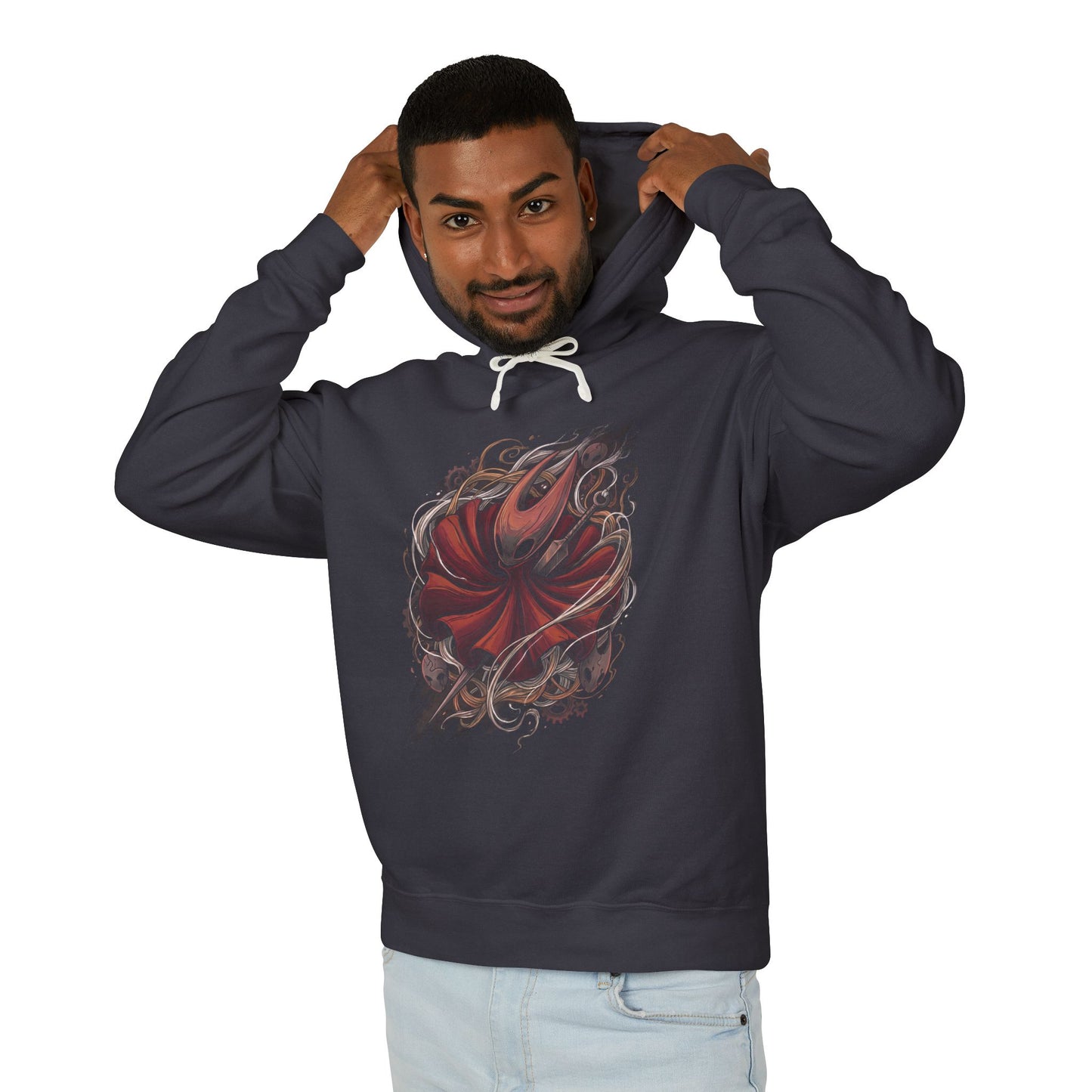 Hornet Silksong White Mask Red Cape Icon Unisex Premium Hoodie