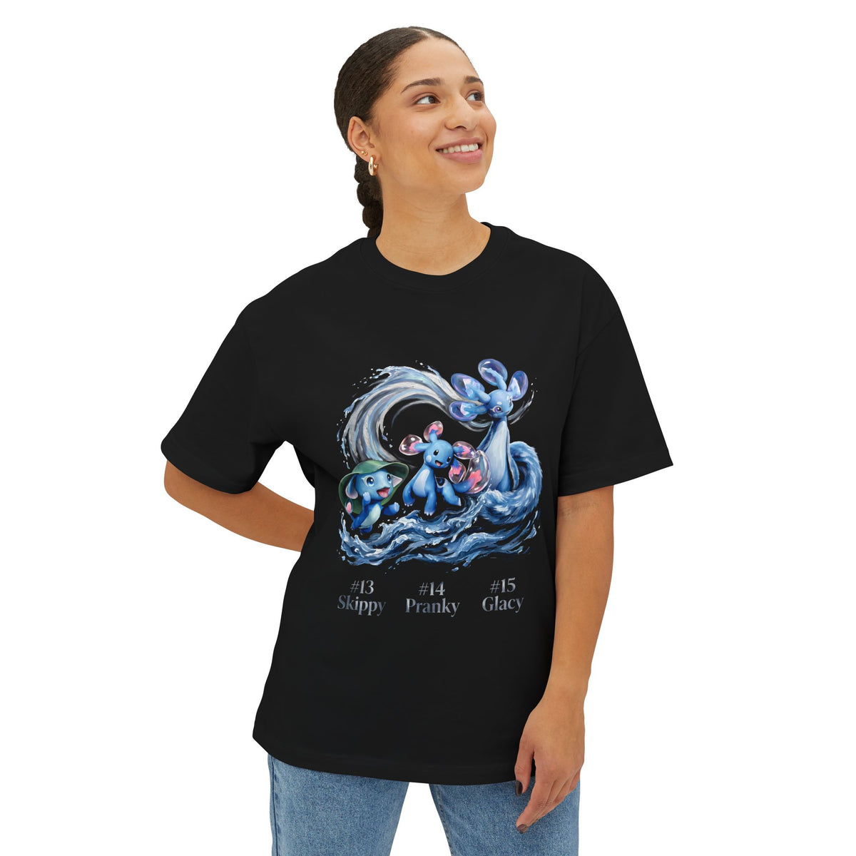 Skippy Pranky Glacy Aniimo Evolution Line Moonlit Oil Painting - Oversized Premium Tee