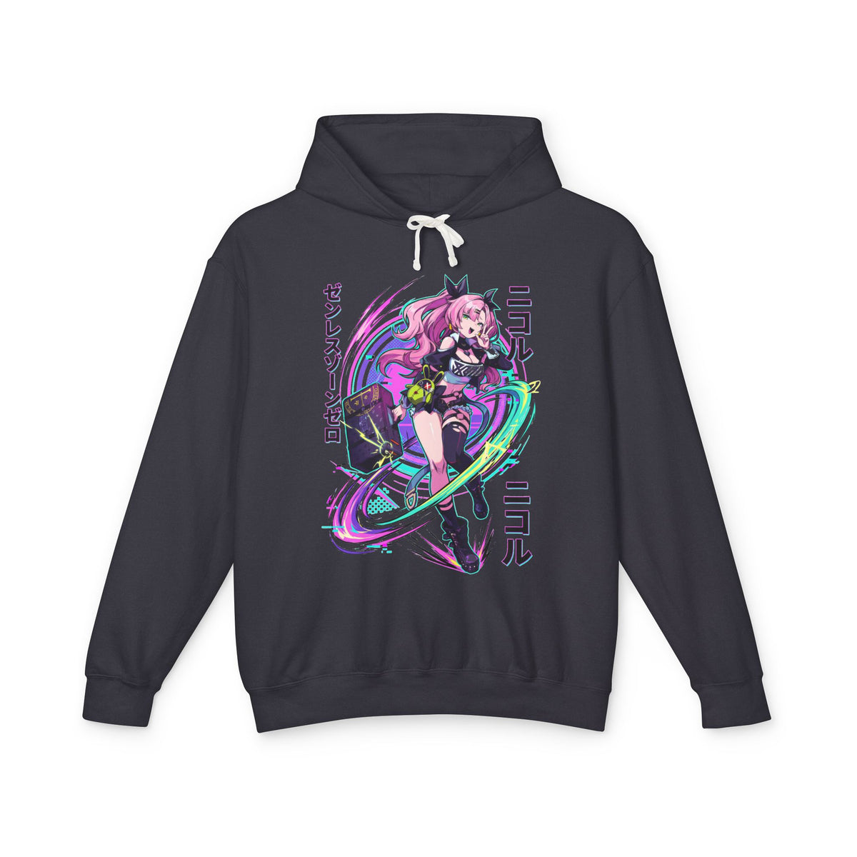 Zenless Zone Zero Nicole Demara Neon Swirl Fan Art Hoodie
