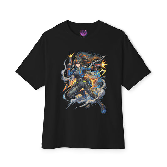 Zenless Zone Zero Zhu Yuan Dual Pistols Smoke Fan Art Oversized T-Shirt