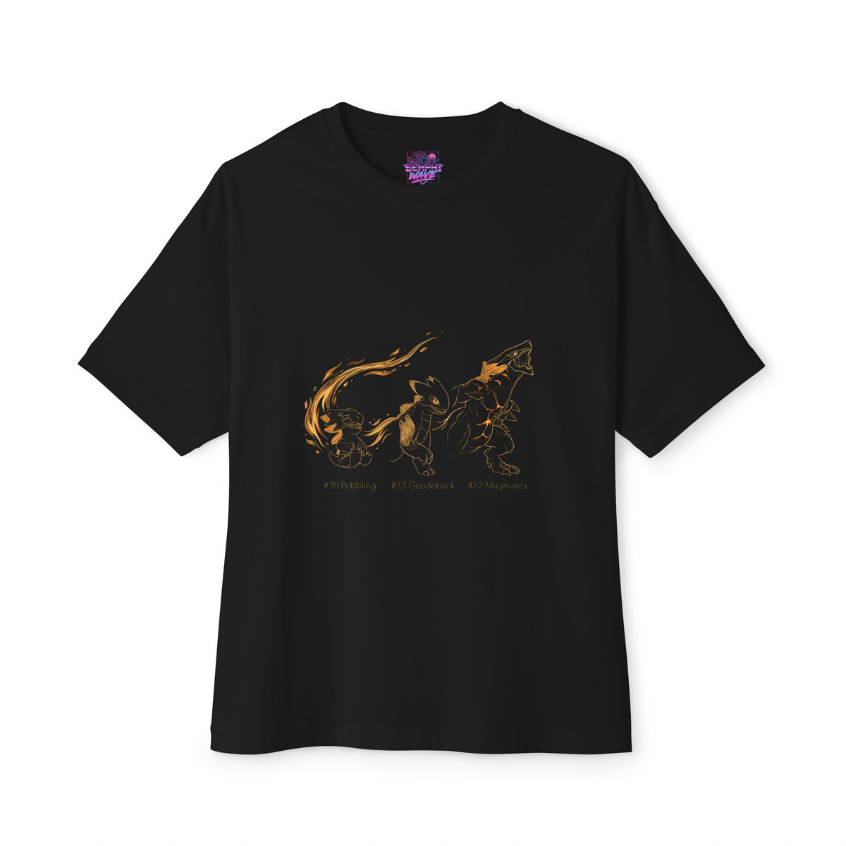 Pebbling Geodeback Magmarex Aniimo Evolution Line Gold Line Art - Oversized Premium Tee