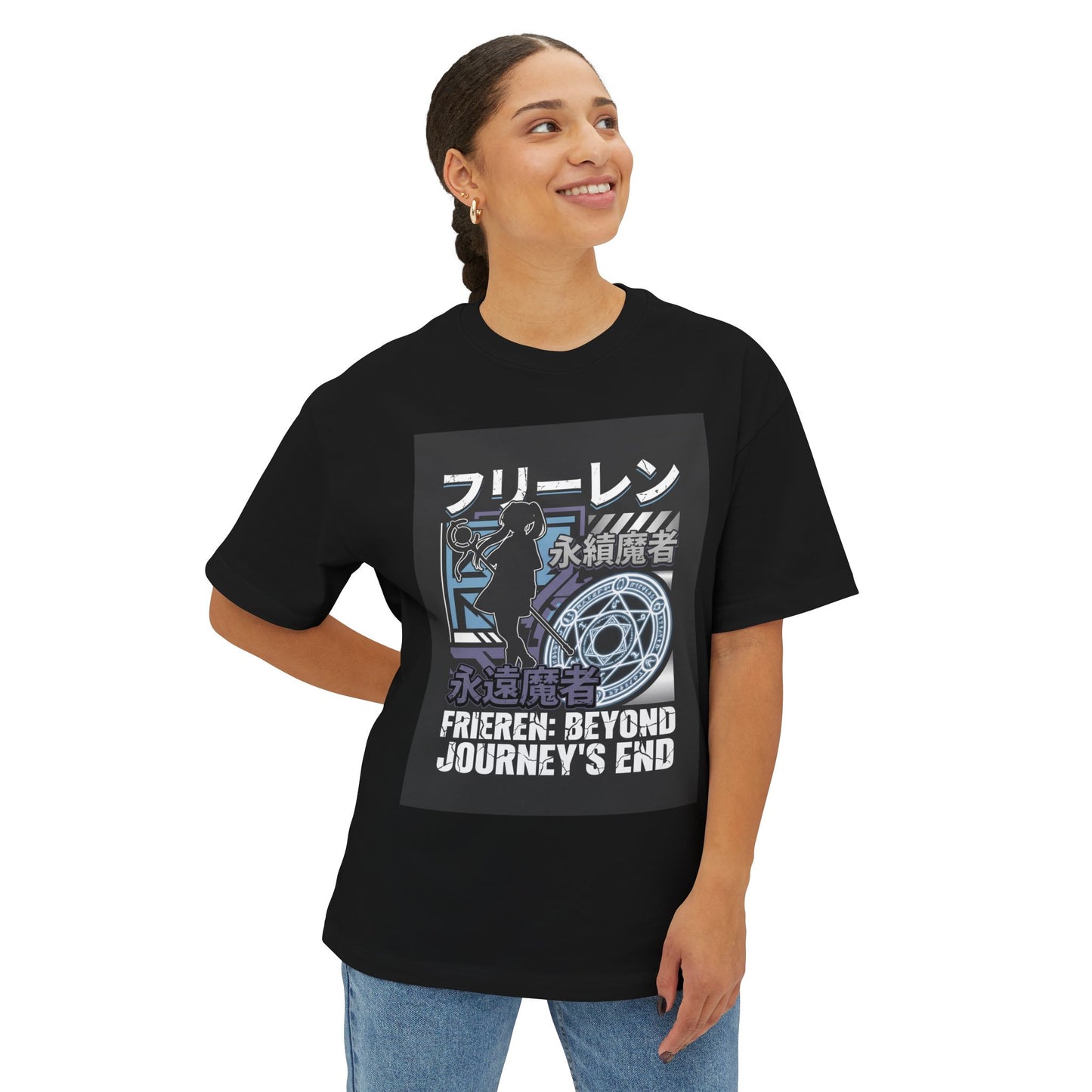 Serene Elf Sorceress Staff Glow Legend Premium Oversized Unisex T-Shirt