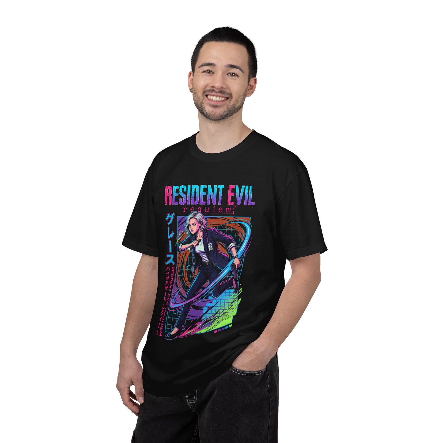 Cyberpunk Synthwave Retro Grace Ashcroft Resident Evil Protagonist 2026 Premium T-Shirt