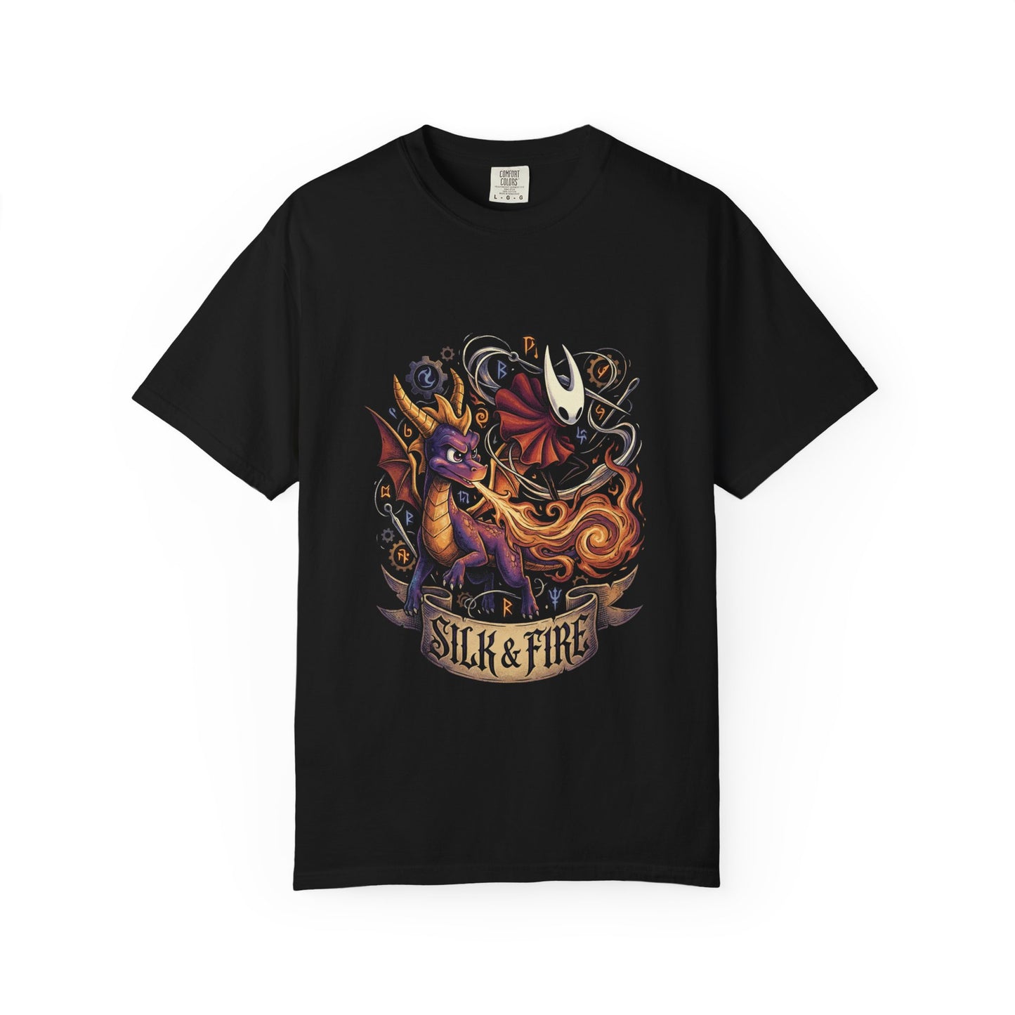 Spyro the Dragon and Hornet from Silksong Mischievous Hero – Wings Glide Fire Attack Pose Premium T-Shirt