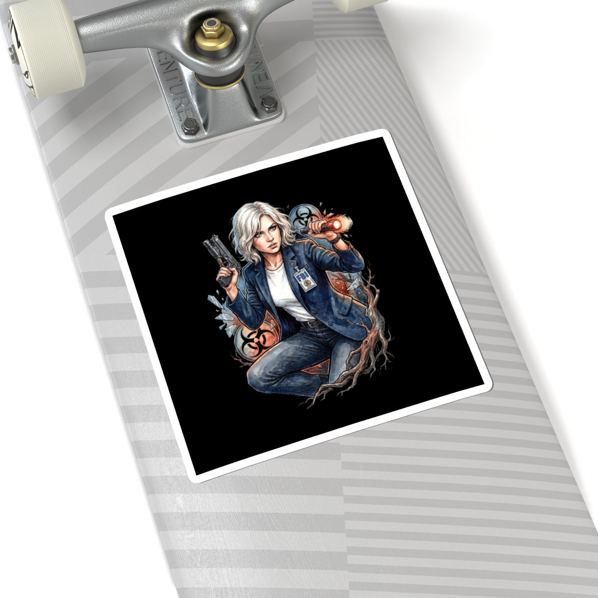 Resident Evil Requiem Grace Ashcroft Flashlight Pistol Crouch Sticker