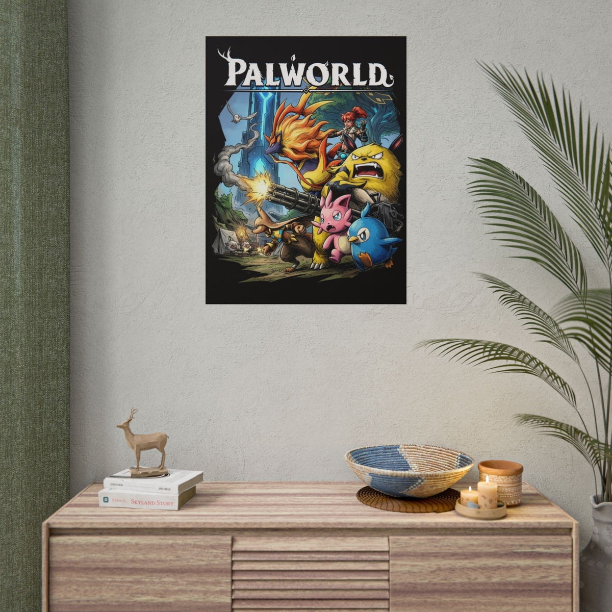 Palworld Grizzbolt Minigun Pal Squad Charge Fan Art Poster