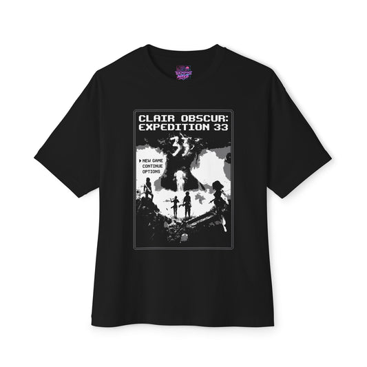 8-bit Retro Clair Obscur Expedition 33: Streetwear Red Petal Gommage facing The Paintress Premium Oversized Unisex T-Shirt