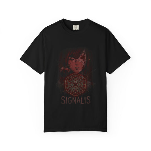 Signalis Elster Black Hair Red Eyes Dystopian Pixel Portrait Premium T-Shirt