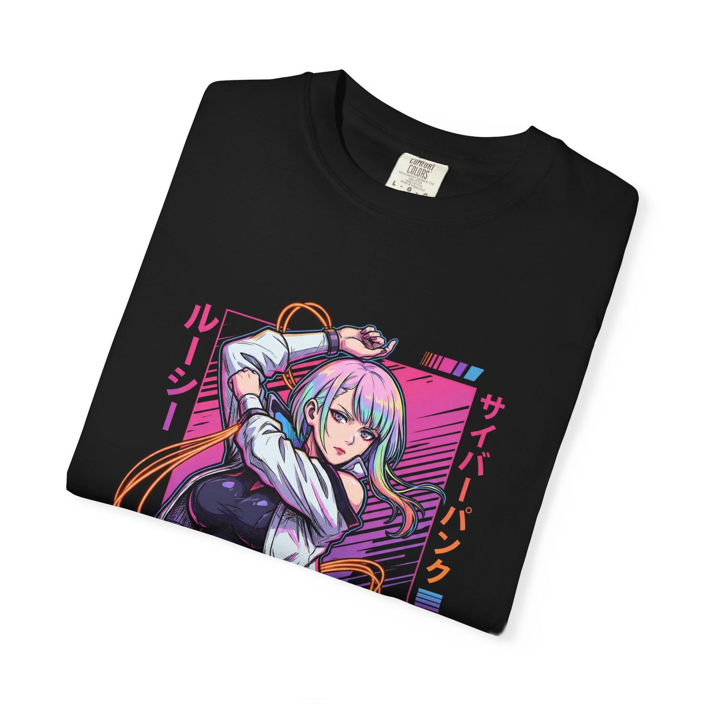 Cyberpunk Edgerunners Lucy Split Bob Hair Pastel Gradient Portrait Premium T-Shirt
