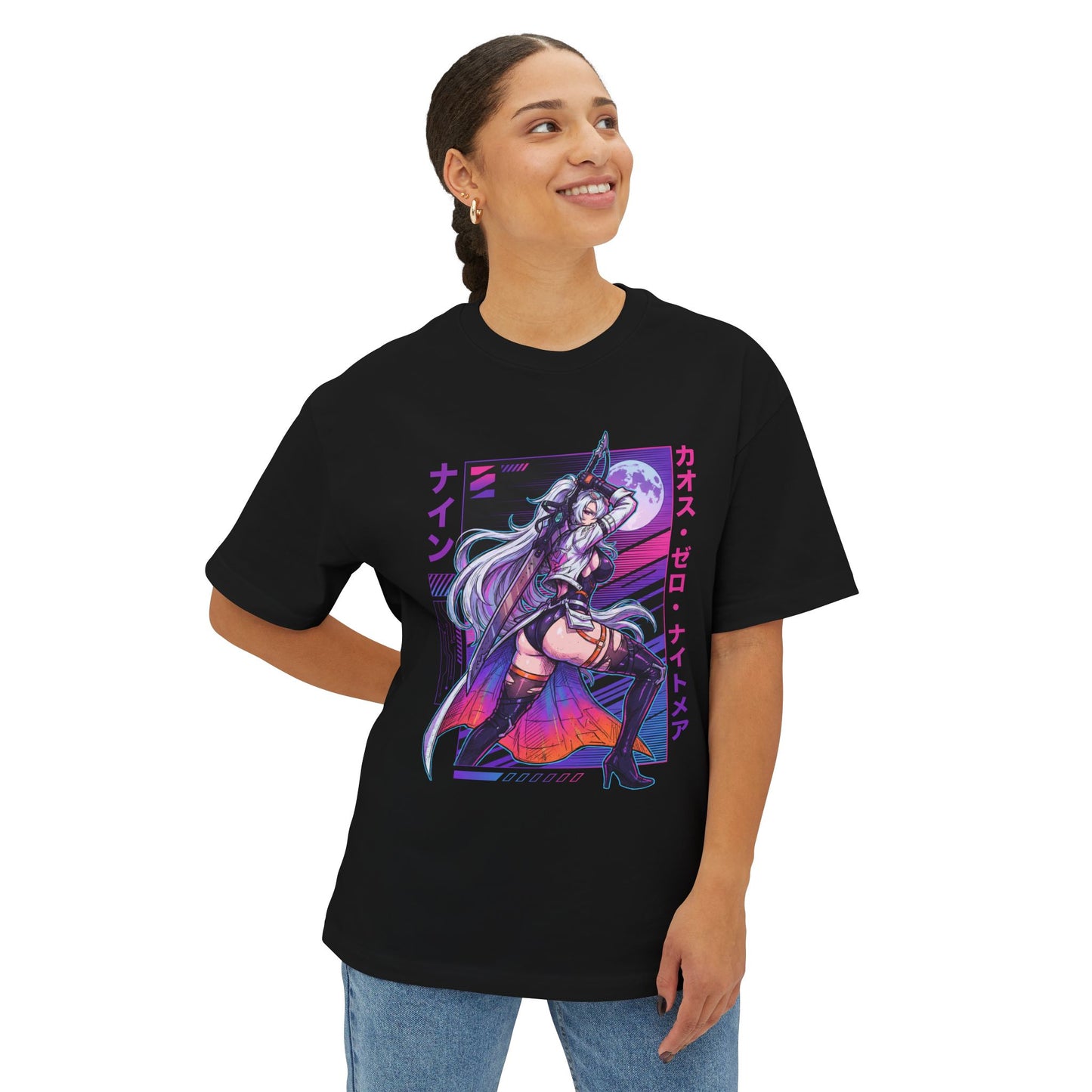Nine Chaos Zero Nightmare Vanguard Mercenary Big Sword Galaxy Top Fan Art Portrait Premium Oversized Unisex T-Shirt