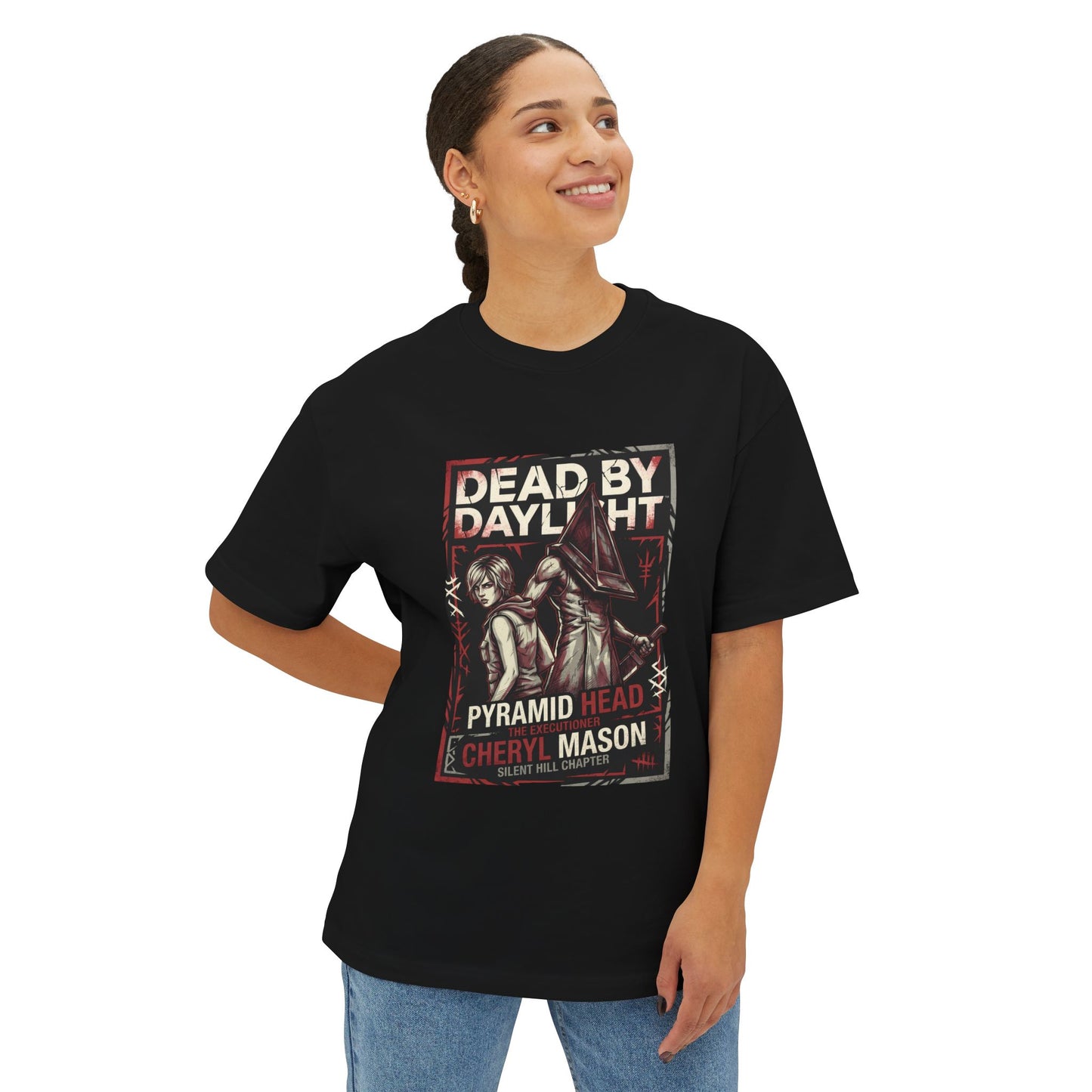 Pyramid Head & Cheryl Mason DBD Silent Hill Crossover Premium Oversized Unisex T-Shirt